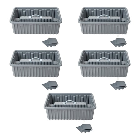 American Built Pro Pro-Grade Tool Tote, Polyethylene, Gray, 22 in W x 14 in D x 7-1/2 in H, 5 PK T1065 P5